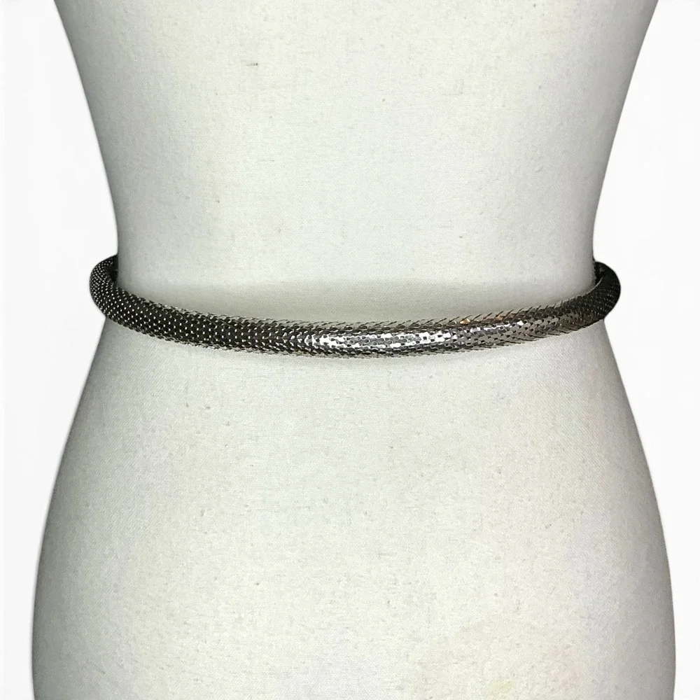 Vintage Whiting & Davis Silver Mesh Snake Wrap Belt Womens OS Flexible Serpent